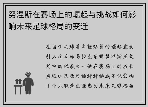 努涅斯在赛场上的崛起与挑战如何影响未来足球格局的变迁